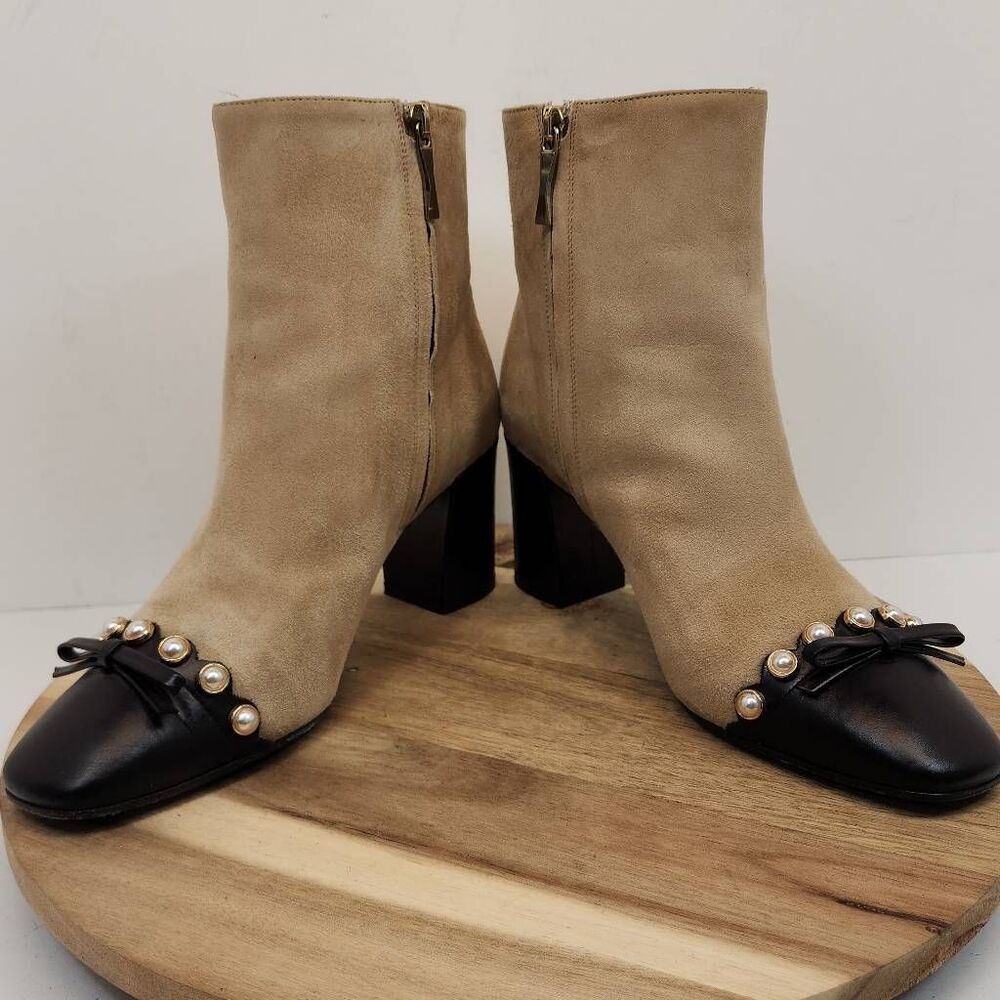 Kate Spade New York Orton Suede Pearl Coquette Ankle Boots Size 7.5 - Picture 7 of 10